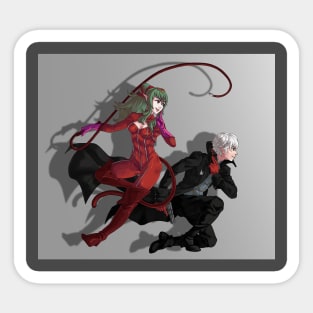 Robin and Tiki as Panther and Joker Sticker